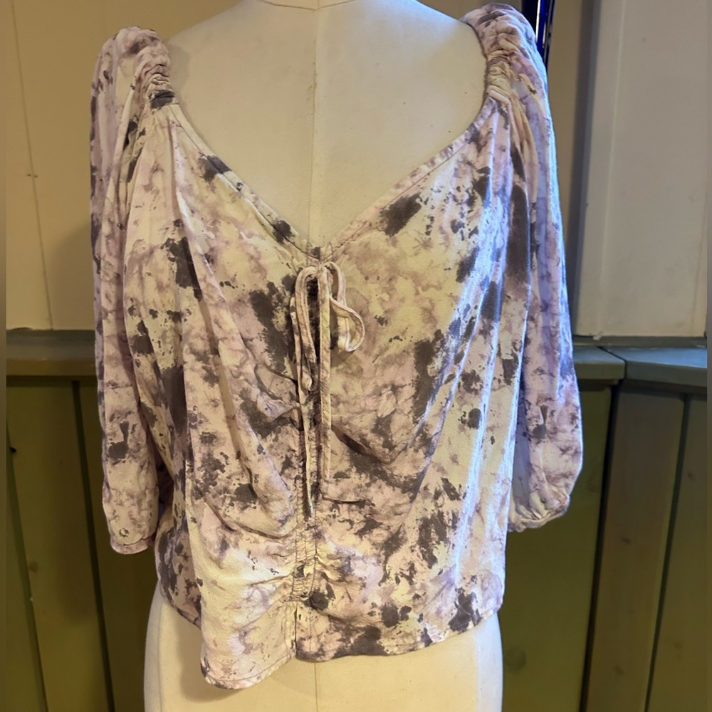 Tie-Dye Ruched Blouse